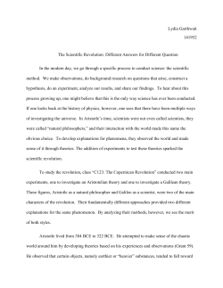 The Scientific Revolution: Different Answers for