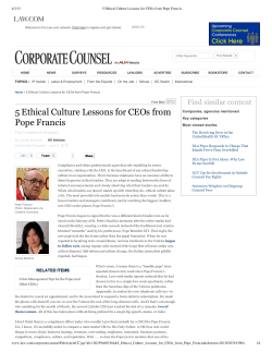 5 Ethical Culture Lessons for CEOs from Pope Francis