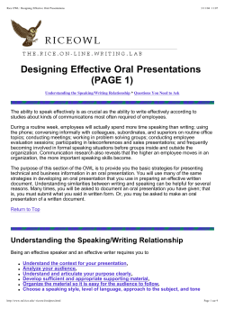 Designing Effective Oral Presentations (PAGE 1)