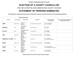 Persons Nominated - Derbyshire County Council