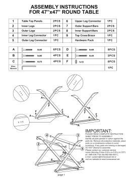 ASSEMBLY INSTRUCTIONS FOR 47&rdquo;x47&rdquo; ROUND TABLE
