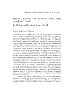 Pakistan`s Relations with the United States During Ayub Khan`s