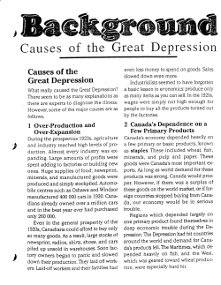 Causes of the Great Depression Summary Notes