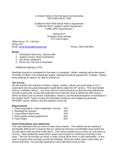 A Global History of the Holocaust and Genocide HIST/JWST/RLST