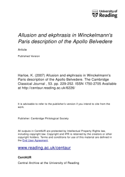 Allusion and ekphrasis in Winckelmann`s Paris description of the