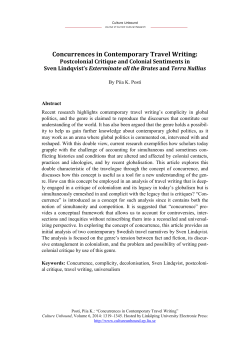 Concurrences in Contemporary Travel Writing: