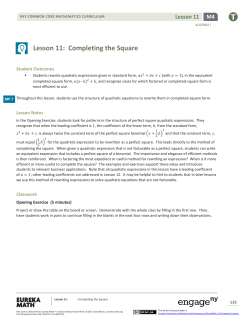 Lesson 11: Completing the Square