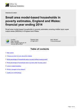 Small area model-based households in poverty estimates, England