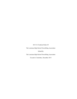 2015-16 Technical Rules Of The Louisiana High School Powerlifting