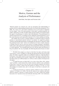 Motive, Gesture and the Analysis of Performance