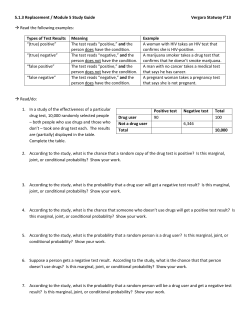 Positive test Negative test Total Drug user 90 100 Not a drug user