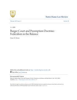 Burger Court and Preemption Doctrine: Federalism