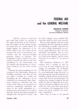 FEDERAL AID and the GENERAL WELFARE