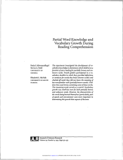 Partial Word Knowledge and Vocabulary Growth During