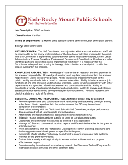 Job Description: SIG Coordinator Classification: Certified Terms of