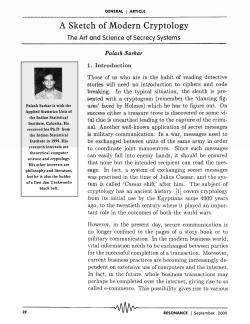 A Sketch of Modern Cryptology-The Art and Science of Secrecy