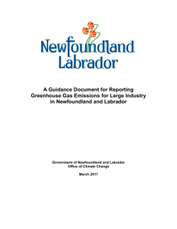 A Guidance Document for Reporting Greenhouse Gas Emissions for