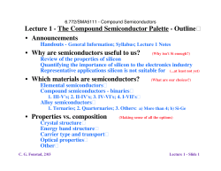 Lecture 1 - The Compound Semiconductor Palette