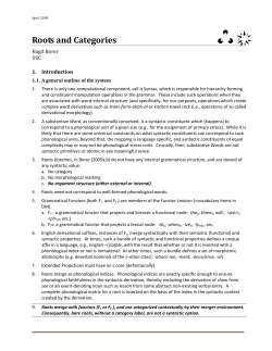 Roots and Categories - Personal Webspace for QMUL