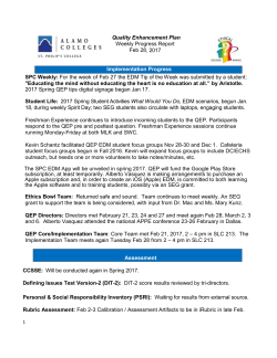 Quality Enhancement Plan Weekly Progress