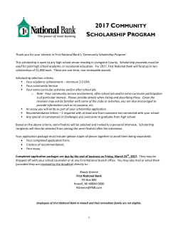 First National Bank 2003 Community Scholarship Program