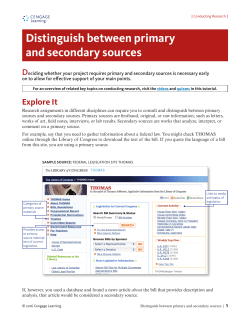 Distinguish between primary and secondary sources