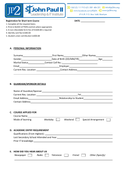 A. PERSONAL INFORMATION Surname First Name Other Names