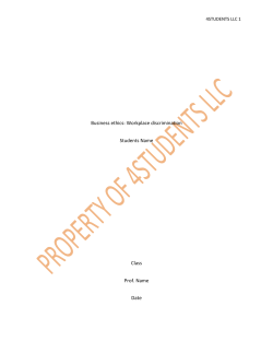 Business ethics: Workplace discrimination Students Name Class