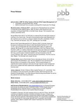 pbb provides a GBP 35 million facility to Benson Elliot Capital