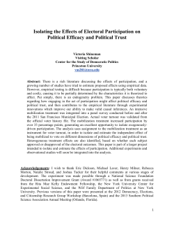 Isolating the Effects of Electoral Participation on Political Efficacy