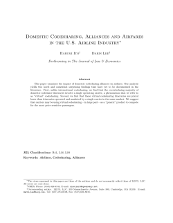 Domestic Codesharing, Alliances and Airfares in the US