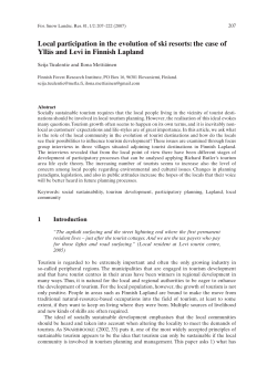 Local participation in the evolution of ski resorts: the case of Yll&auml;s