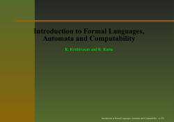 Introduction to Formal Languages, Automata and Computability