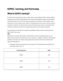 IUPAC naming and formulae