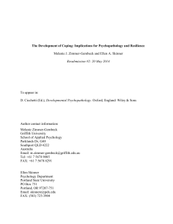 The Development of Coping: Implications for Psychopathology and