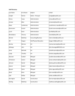 Staff Directory Last Name First Name Subject E