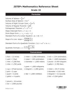 ISTEP+ Mathematics Reference Sheet