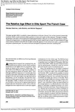 The Relative Age Effect in Elite Sport: The French Case