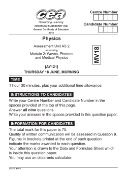 AS 2, Waves, Photons and Medical Physics (MV18pt)
