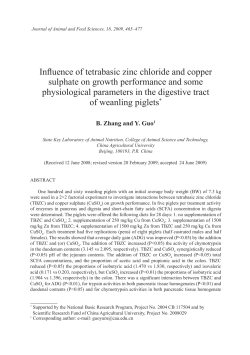 Influence of tetrabasic zinc chloride and copper sulphate on growth
