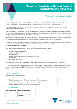 Plumbing Regulations Sunset Review: Plumbing Regulations 2008