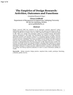 The Empirics of Design Research: Activities, Outcomes