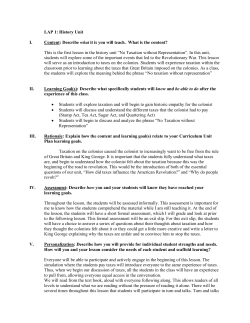 LAP 1: History Unit I. Content: Describe what it is you will teach