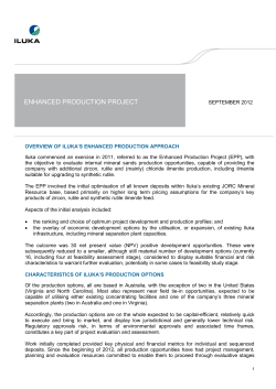 Enhanced Production Project, September 2012