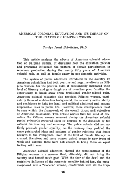 AMERICAN COLONIAL EDUCATION AND ITS IMPACT ON THE
