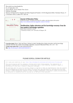 Neoliberalism, higher education and the knowledge economy: from