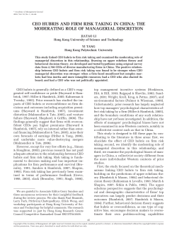 ceo hubris and firm risk taking in china: the moderating role of