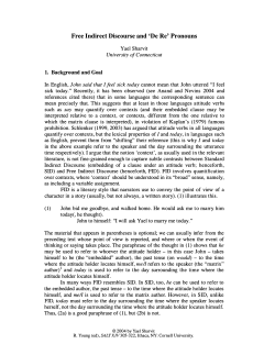 Free Indirect Discourse and `De Re` Pronouns