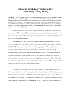 LIBRARY FEAR DECONSTRUCTED Overcoming Library Anxiety