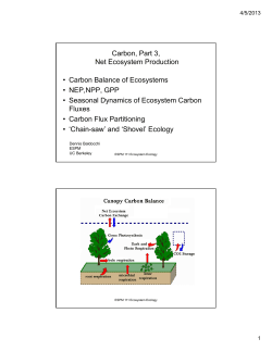 Carbon, Part 3, &bull; Carbon Balance of Ecosystems &bull; NEP,NPP